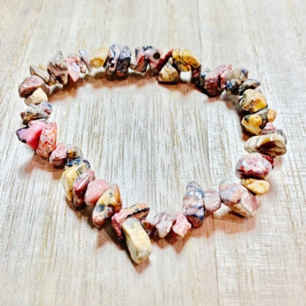 Leopard Jasper Gemstone Root Chakra Bracelet - Picture 2 of 2
